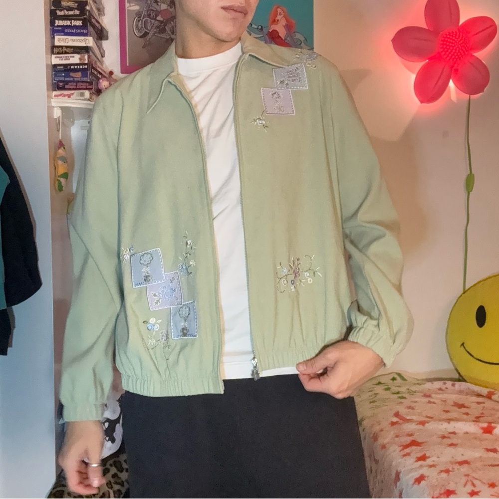 Alfred Dunner Light Green Embroidered Jacket - Picture 2 of 5